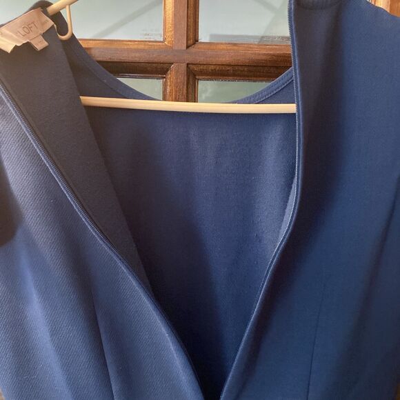 Ann Taylor Loft Petites Ladies 0P Blue Sleeveless Back Zip Dress - Picture 7 of 9